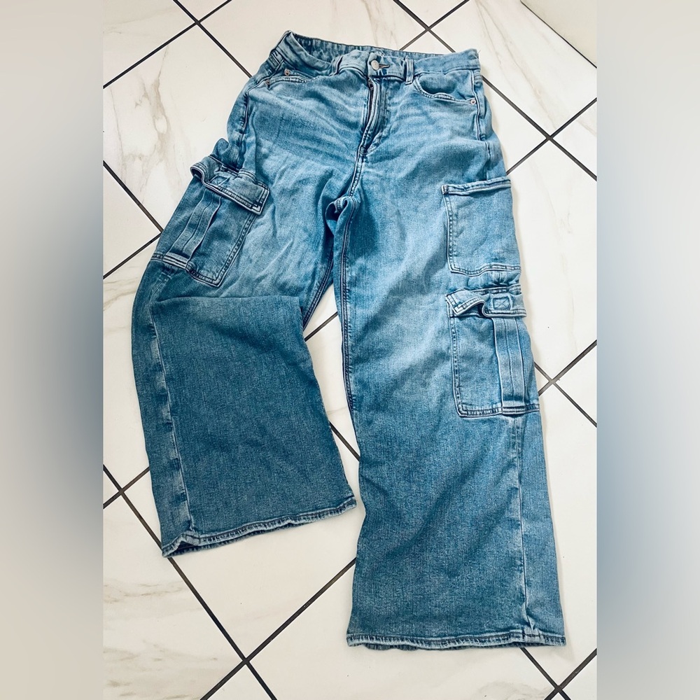 Rare Y2K Vintage American Eagle  Blue Denim Cargo Jeans